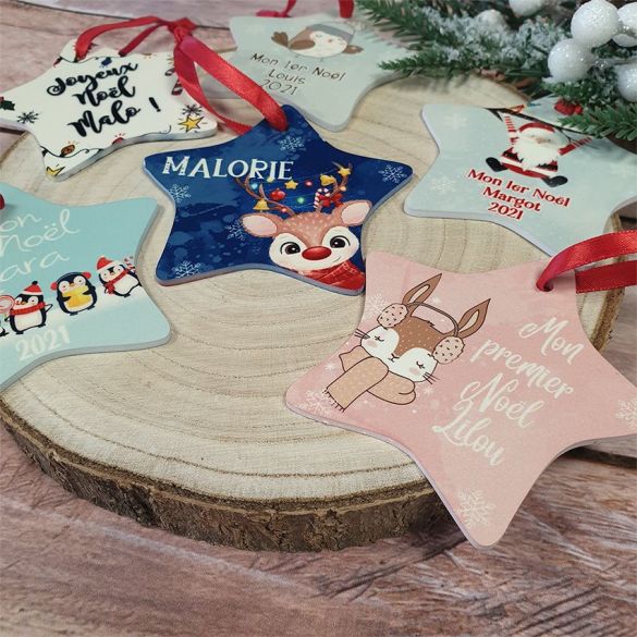 Etoile personnalisable à accrocher au sapin de Noël