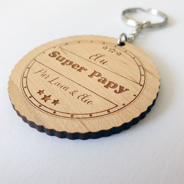 Porte clé personnalisable en bois dentelé | Gravé