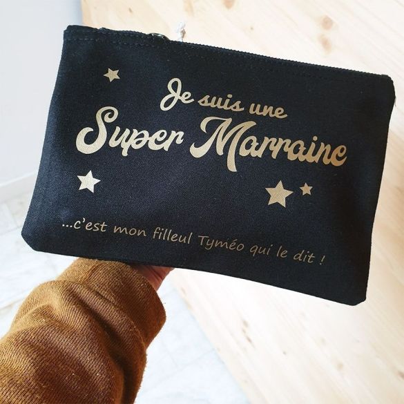 Pochette coton personnalisable pour super marraine