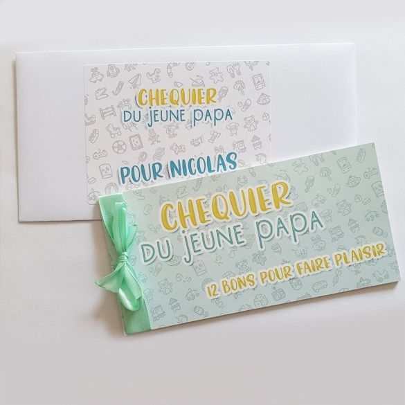 Chéquier du jeune papa - Cadeau original - Boîte à papa