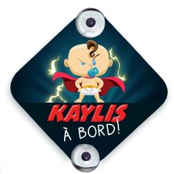 Plaque voiture personnalisée Bébé à bord - Super bébé
