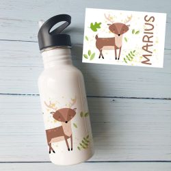 Gourde ou bouteille personnalisée pour enfant modèle cerf