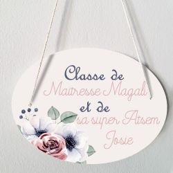 Plaque porte personnalisable - Fleurs - salle de classe