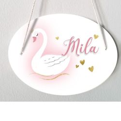 Plaque de porte chambre d'enfant personnalisable - modèle Cygne