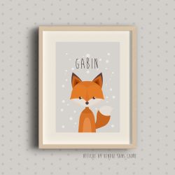 Affiche à encadrer pour chambre d'enfant - Gabin - Renard