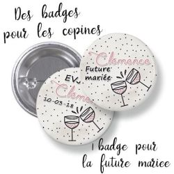 Badges EVJF rond grand format en métal - modèle T'chin !
