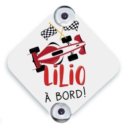 Plaque voiture personnalisée Bébé à bord - Voiture de course