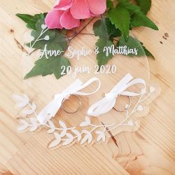 Porte alliances transparent ou en bois | personnalisé | Mariage | Fleurs découpés