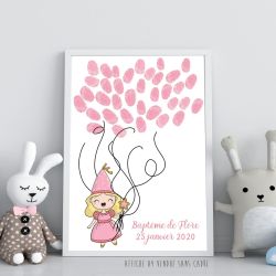 Affiche à empreintes Fée pour baptême