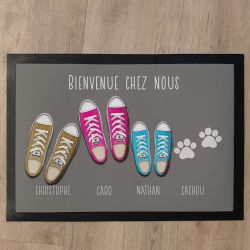 Tapis de porte personnalisé famille baskets