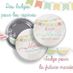 Badges EVJF rond grand format en métal - modèle fanions| bannière