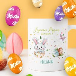 Mug de Pâques à offir rempli de chocolats Milka