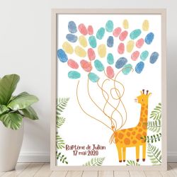 Affiche à empreintes Jungle pour baptême | Version digitale